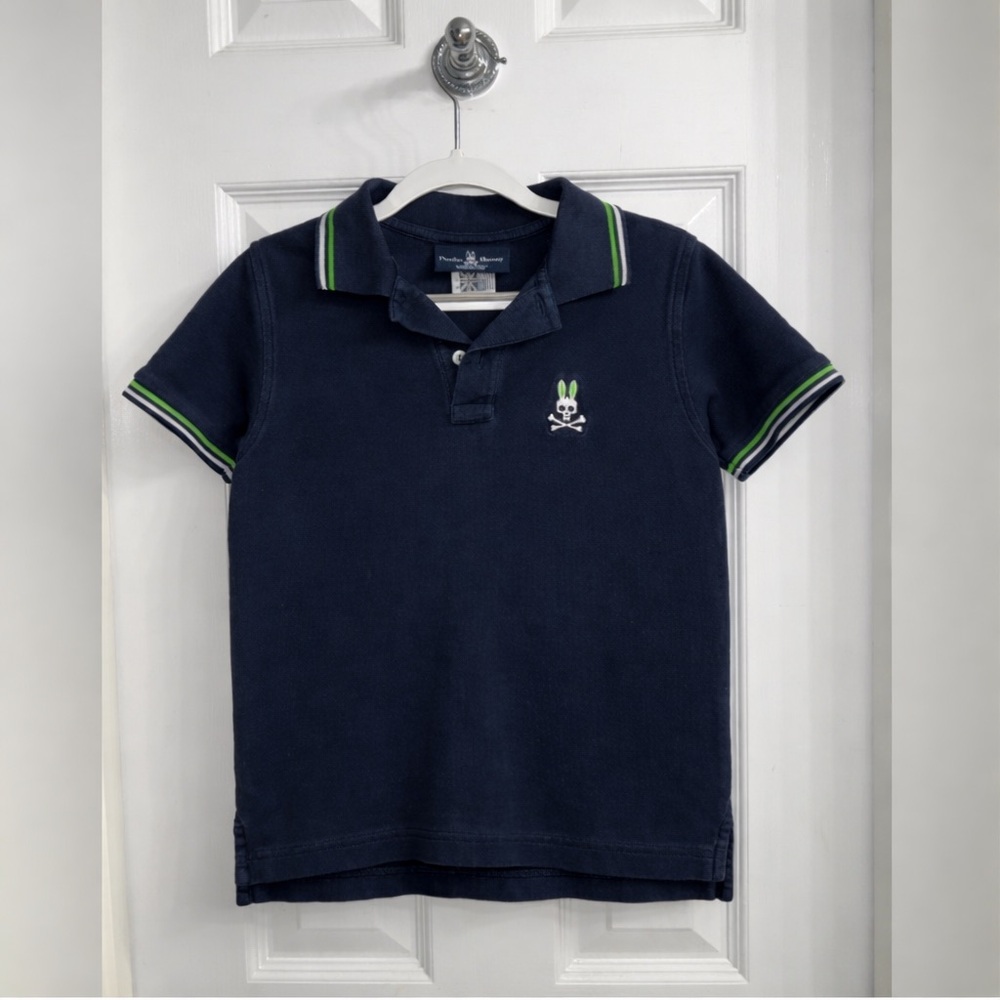 Psycho Bunny Boys Polo Shirt – Size S (7/8) | Dark Blue | 100% Pima Cotton